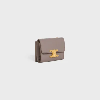 Portefeuille compact avec compartiment à monnaie Triomphe en cuir de veau brillant
