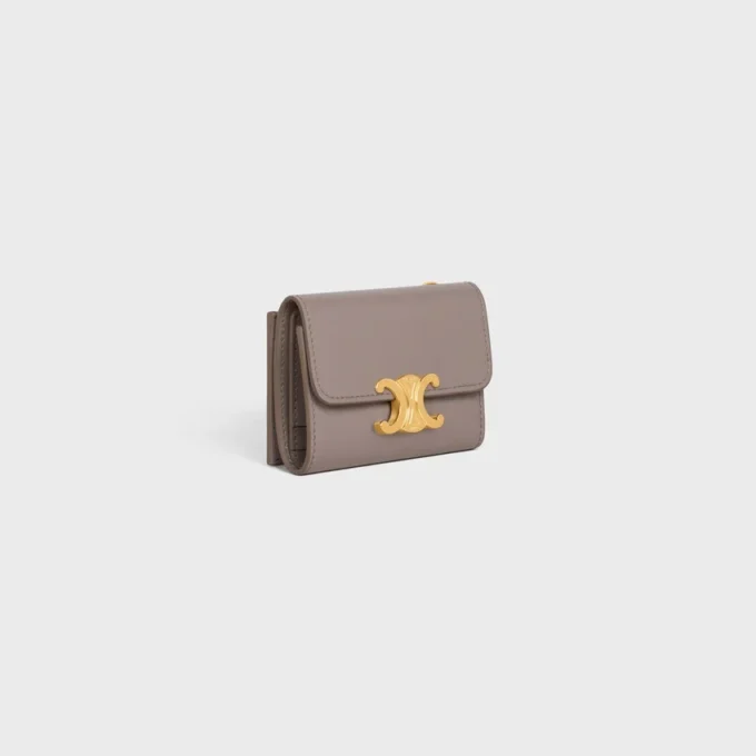 Portefeuille compact avec compartiment à monnaie Triomphe en cuir de veau brillant Portefeuille compact avec compartiment à monnaie Triomphe en cuir de veau brillant