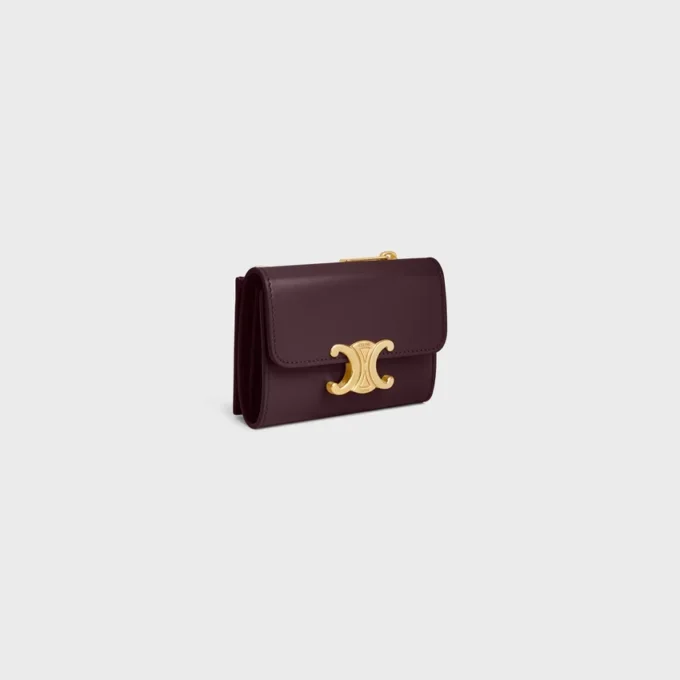 Portefeuille compact avec compartiment à monnaie Triomphe en cuir de veau brillant Portefeuille compact avec compartiment à monnaie Triomphe en cuir de veau brillant