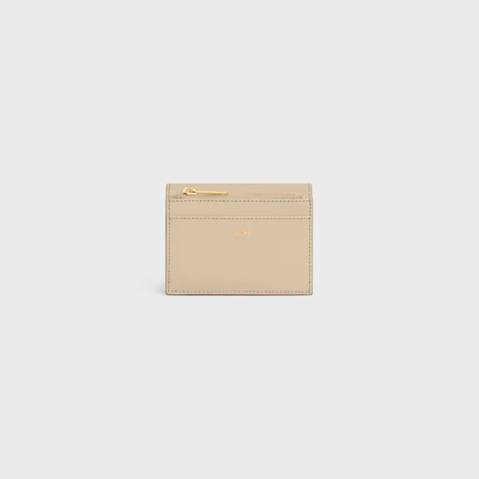 Portefeuille compact avec compartiment à monnaie Triomphe en cuir de veau brillant