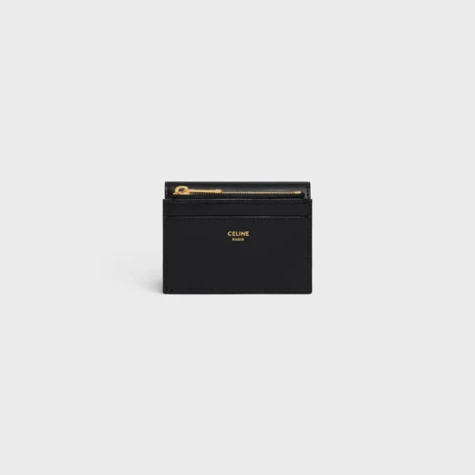 Portefeuille compact avec compartiment à monnaie Triomphe en cuir de veau brillant Portefeuille compact avec compartiment à monnaie Triomphe en cuir de veau brillant