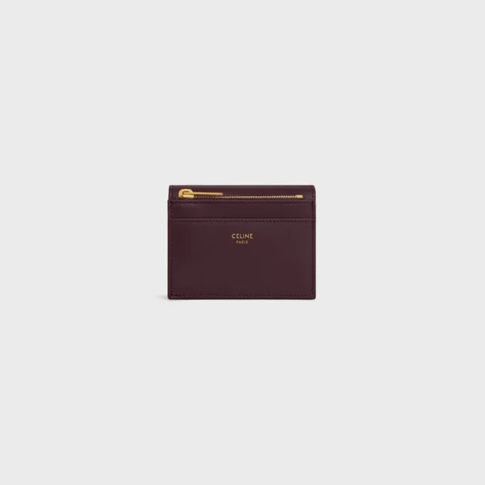 Portefeuille compact avec compartiment à monnaie Triomphe en cuir de veau brillant Portefeuille compact avec compartiment à monnaie Triomphe en cuir de veau brillant