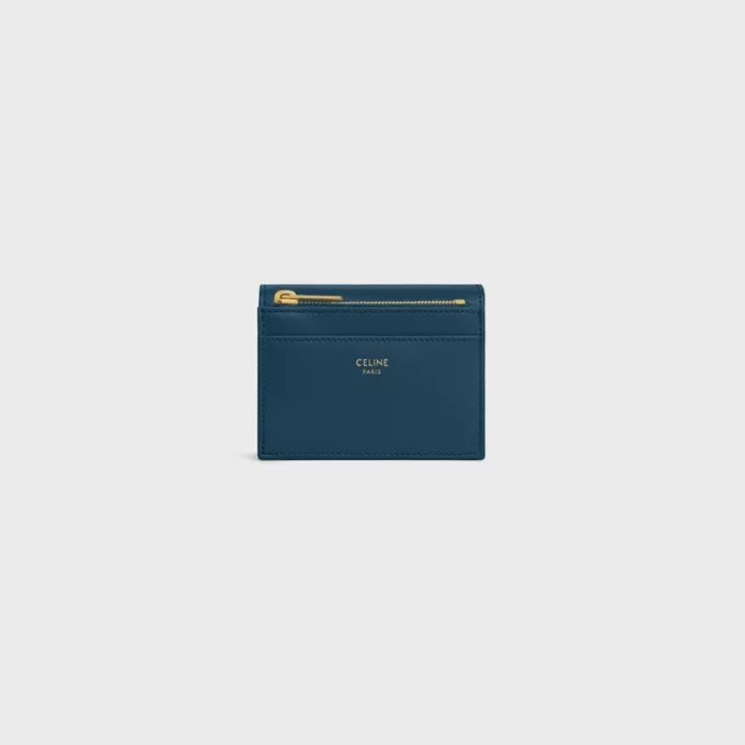Portefeuille compact avec compartiment à monnaie Triomphe en cuir de veau brillant Portefeuille compact avec compartiment à monnaie Triomphe en cuir de veau brillant