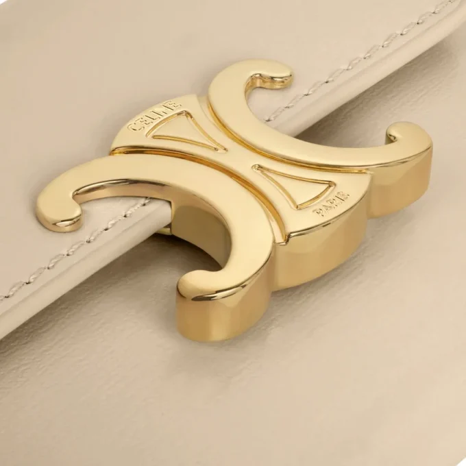 Portefeuille compact avec compartiment à monnaie Triomphe en cuir de veau brillant