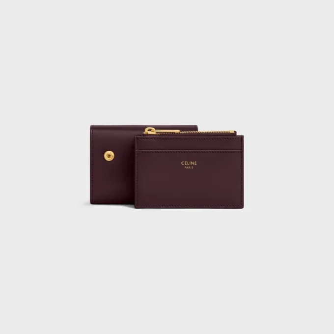 Portefeuille compact avec compartiment à monnaie Triomphe en cuir de veau brillant Portefeuille compact avec compartiment à monnaie Triomphe en cuir de veau brillant