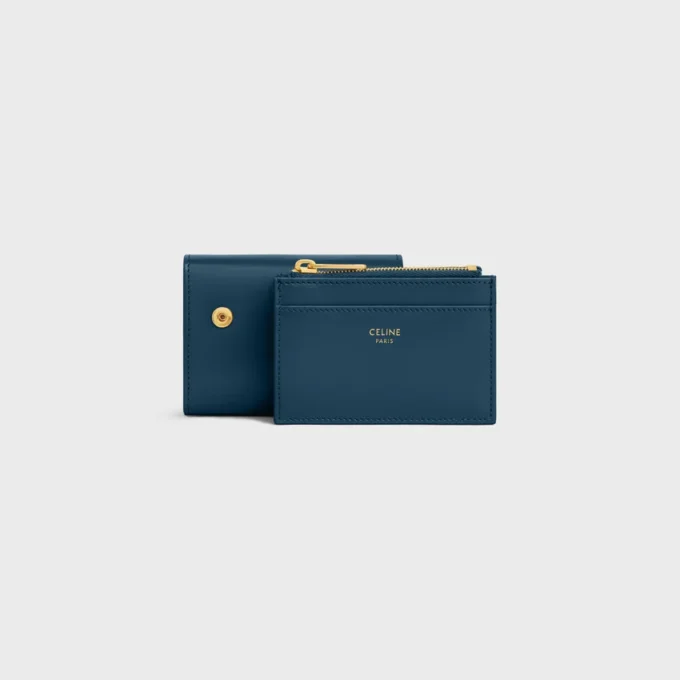 Portefeuille compact avec compartiment à monnaie Triomphe en cuir de veau brillant Portefeuille compact avec compartiment à monnaie Triomphe en cuir de veau brillant