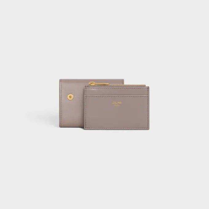 Portefeuille compact avec compartiment à monnaie Triomphe en cuir de veau brillant Portefeuille compact avec compartiment à monnaie Triomphe en cuir de veau brillant
