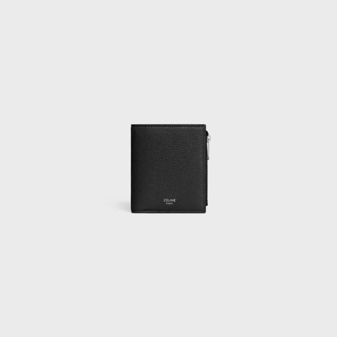 Portefeuille compact en cuir de veau grainé Portefeuille compact en cuir de veau grainé