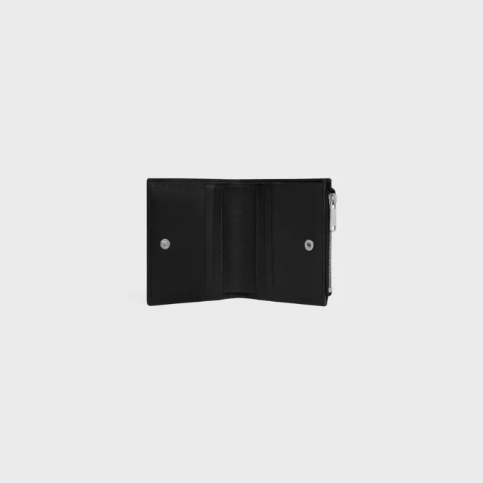 Portefeuille compact en cuir de veau grainé Portefeuille compact en cuir de veau grainé