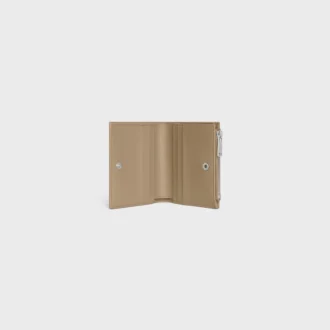 Portefeuille compact en cuir de veau grainé