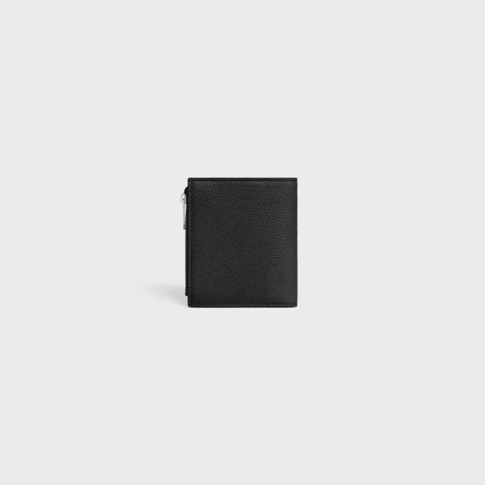 Portefeuille compact en cuir de veau grainé Portefeuille compact en cuir de veau grainé