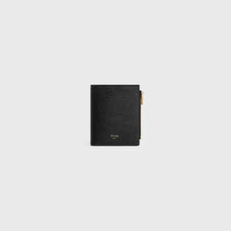 Portefeuille compact Triomphe Charms en cuir de veau grainé