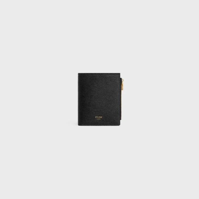 Portefeuille compact Triomphe Charms en cuir de veau grainé Portefeuille compact Triomphe Charms en cuir de veau grainé