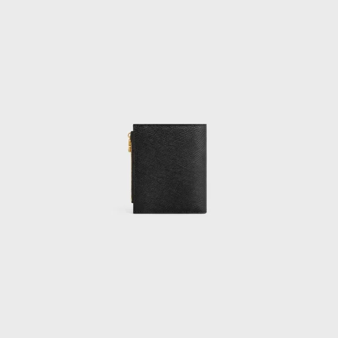 Portefeuille compact Triomphe Charms en cuir de veau grainé Portefeuille compact Triomphe Charms en cuir de veau grainé