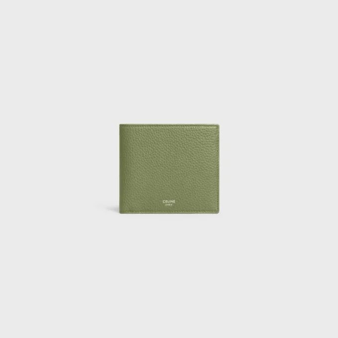 Portefeuille à deux volets en cuir de veau grainé