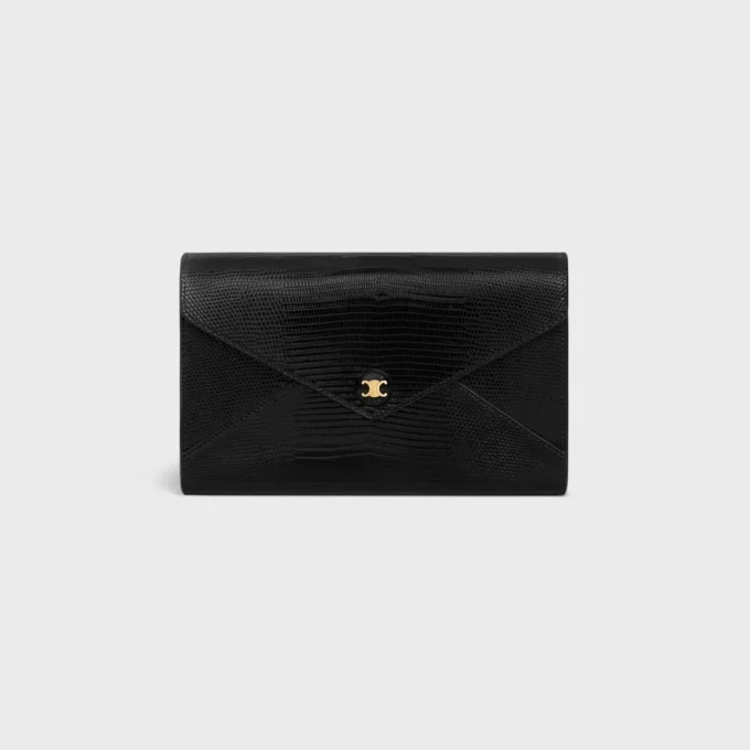 Portefeuille enveloppe à chaîne en lézard Portefeuille enveloppe à chaîne en lézard