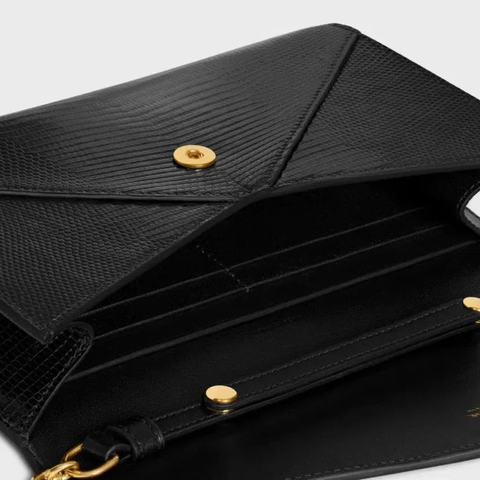 Portefeuille enveloppe à chaîne en lézard Portefeuille enveloppe à chaîne en lézard