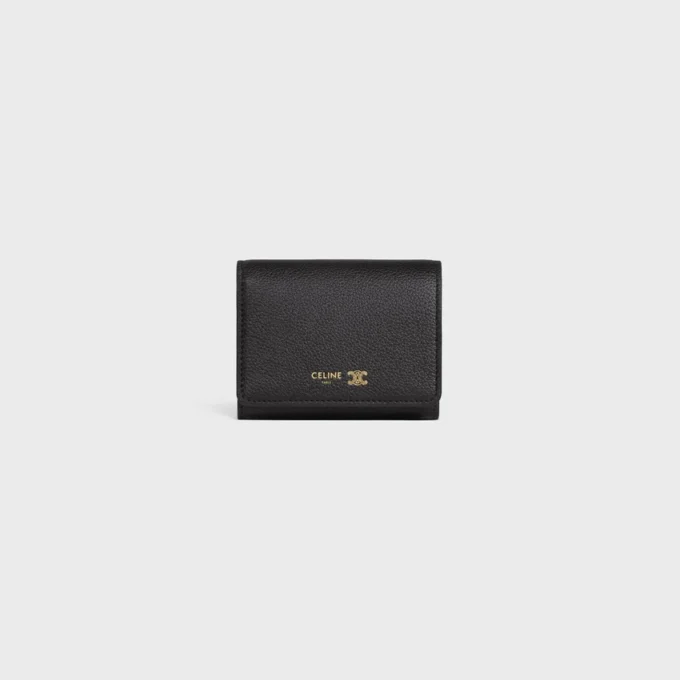 Portefeuille fin Triomphe en cuir de veau grainé souple