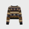 Pull à col en V en cachemire jacquard Pull à col en V en cachemire jacquard