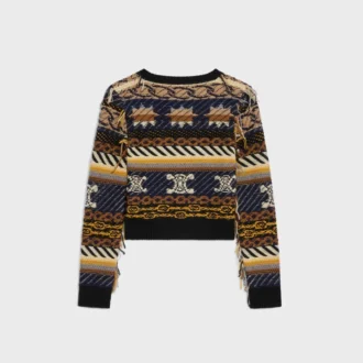 Pull à col en V en cachemire jacquard