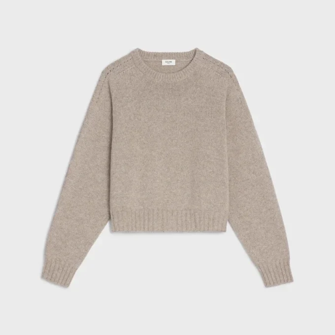 Pull à col rond en cachemire sans coutures