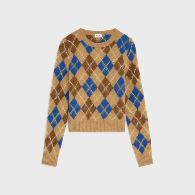Pull à col rond en laine à motif argyle