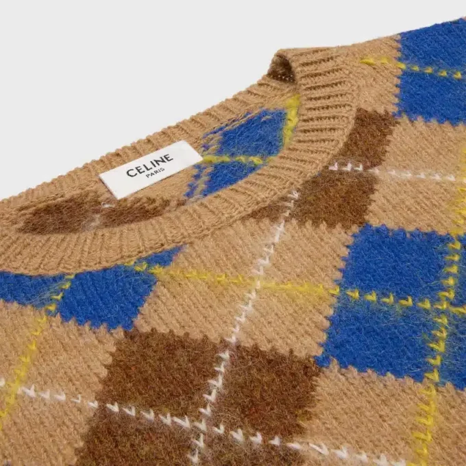 Pull à col rond en laine à motif argyle