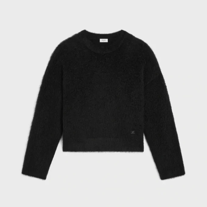 Pull à col rond en mohair brossé Pull à col rond en mohair brossé