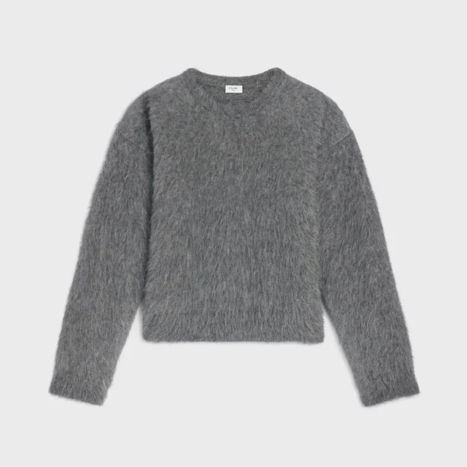 Pull à col rond en mohair brossé Pull à col rond en mohair brossé