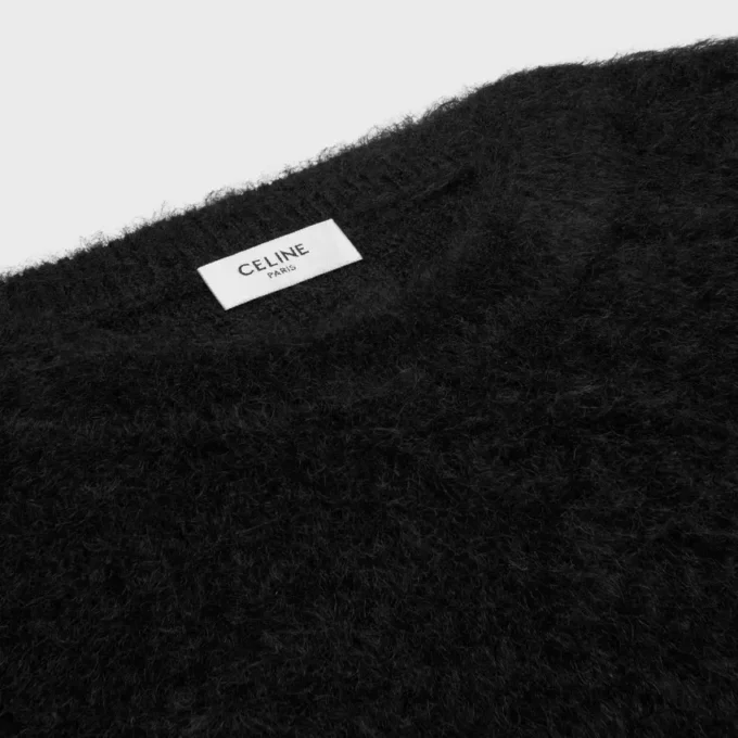 Pull à col rond en mohair brossé Pull à col rond en mohair brossé