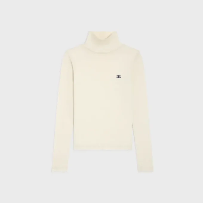 Pull à col roulé en jersey de laine