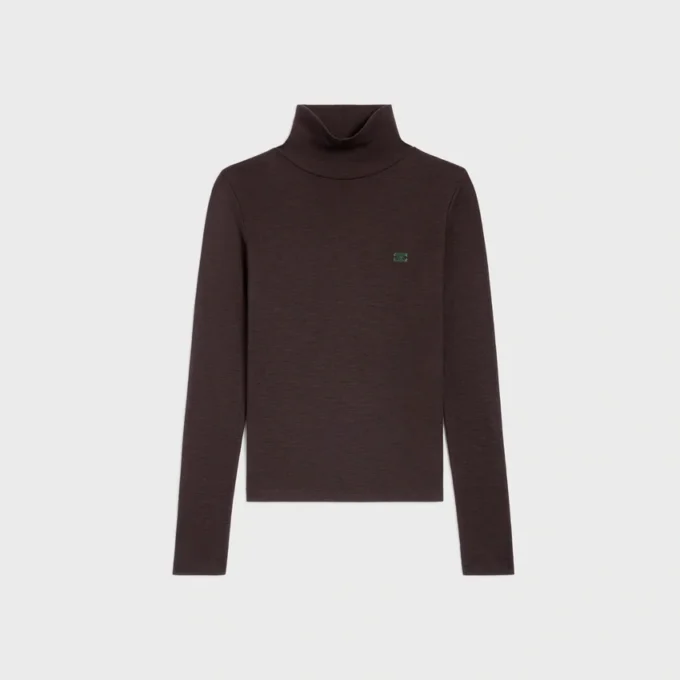 Pull à col roulé en jersey de laine