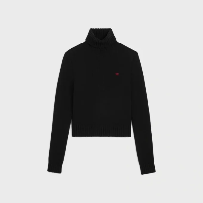 Pull à col roulé en laine et cachemire
