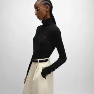 Pull à col roulé en laine et cachemire