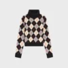 Pull à col roulé en laine à motif argyle