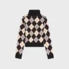 Pull à col roulé en laine à motif argyle