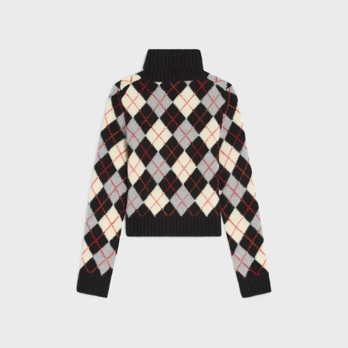 Pull à col roulé en laine à motif argyle