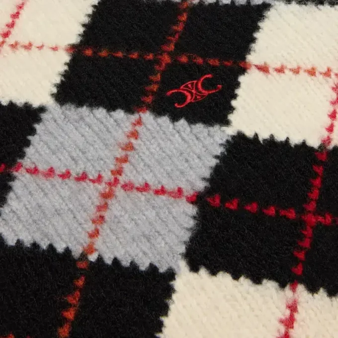 Pull à col roulé en laine à motif argyle