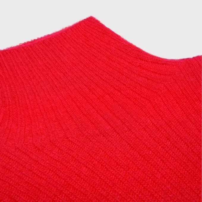 Pull à col roulé en mohair et soie côtelés