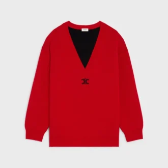 Pull oversize à col en V en cachemire