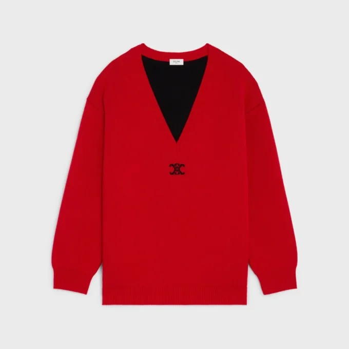 Pull oversize à col en V en cachemire