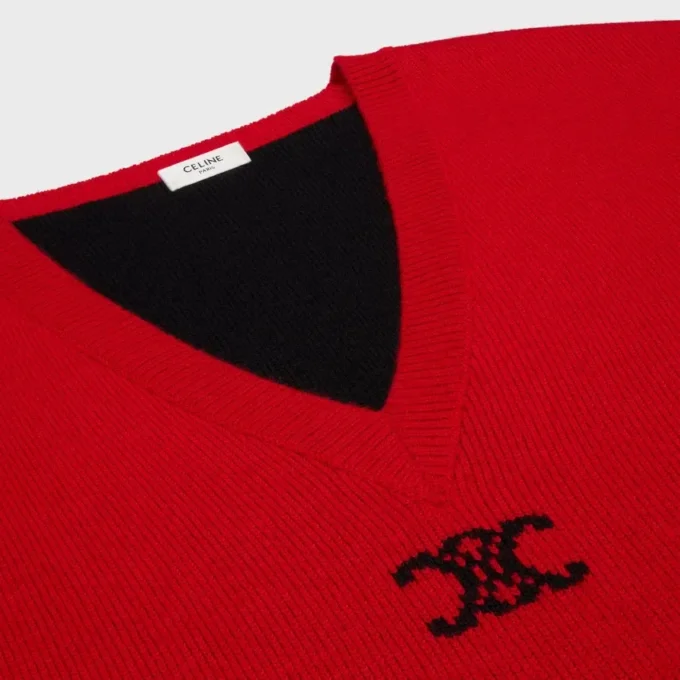 Pull oversize à col en V en cachemire