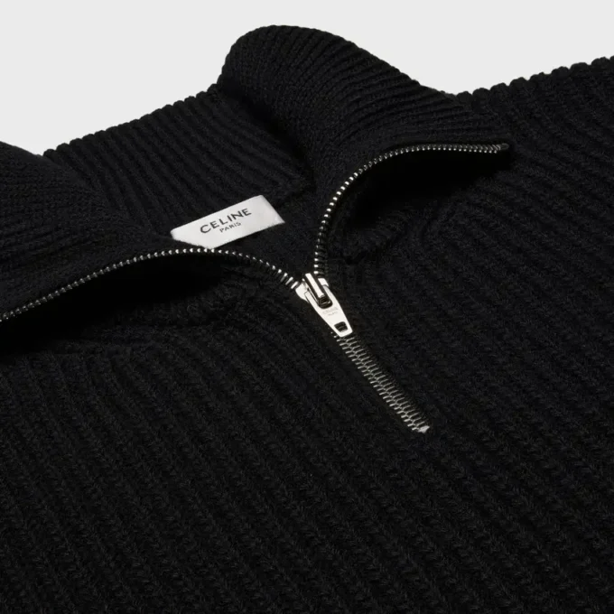 Pull trucker en laine côtelée