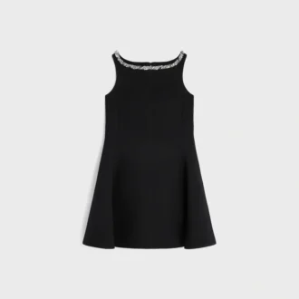 Robe brodée en crêpe de laine double