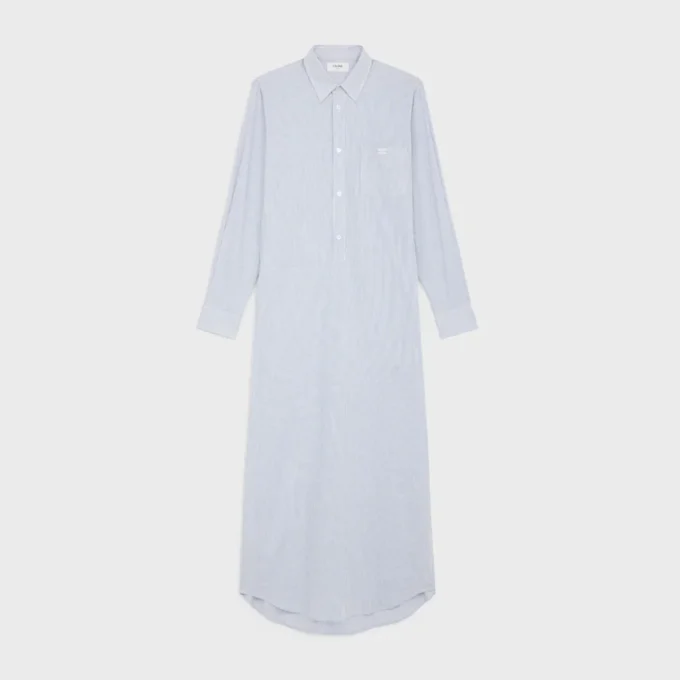 Robe chemise longue en coton rayé