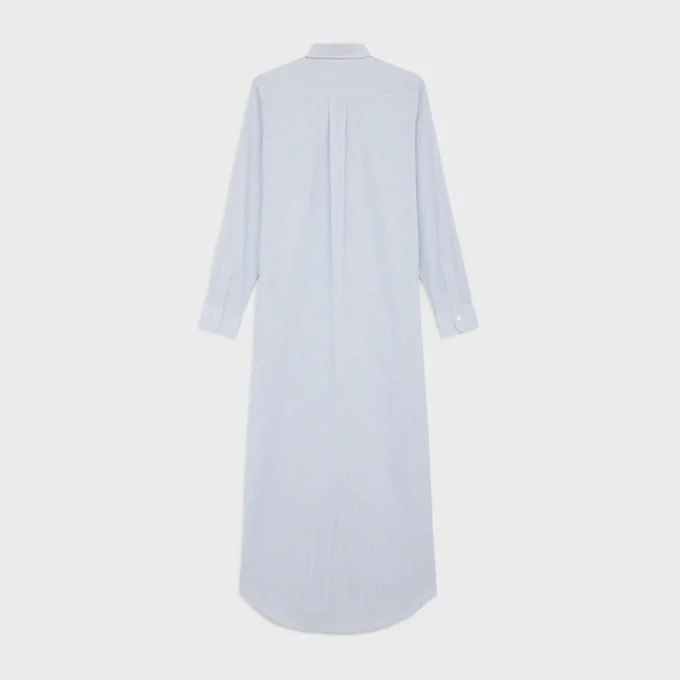 Robe chemise longue en coton rayé