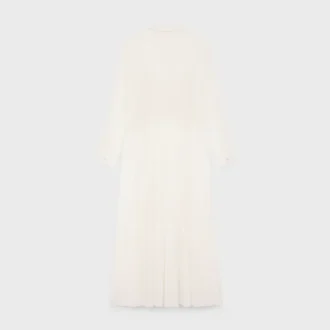 Robe chemise longue en crêpon de coton et soie