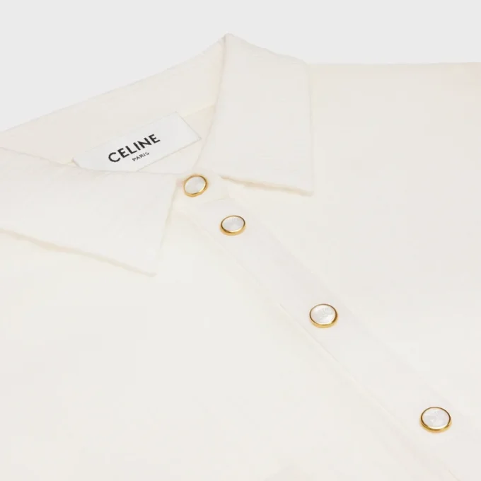 Robe chemise longue en crêpon de coton et soie