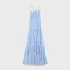 Robe longue brodée en crêpon de coton et soie Robe longue brodée en crêpon de coton et soie