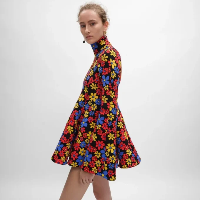 Robe mi-longue en jacquard de polyamide